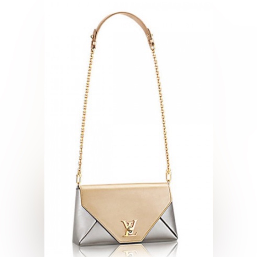 LOUIS VUITTON 💎❤️ Love Note Metallic Calfskin Chain Shoulder Bag Gold Silver